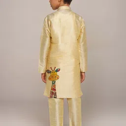 DEVOILER Boys Regular Dupion Silk Kurta with Churidar image 4