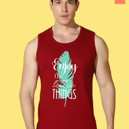 WOOSTRO Pack Of 2 Printed Combed Cotton Gym Vests -VWS26(BKLN ORANGE)(ENJOY MAROON)-image-99