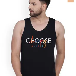 SLOWLORIS Pack Of 2 Printed Combed Cotton Gym Vests VSL26 CMB(CHS BLACK)(ZOZO RUST)-picture-0