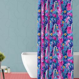 ArtzFolio Pink & Purple Floral Printed Waterproof Shower Curtain-image-90