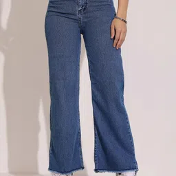 DOLCE CRUDO Women Wide Leg High-Rise Light Fade Jeans-picture-38
