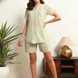 ETC Women Stripped V-Neck Night suit-image-77