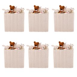 Kuber Industries White 6 Pieces Storage Box With Handle-32