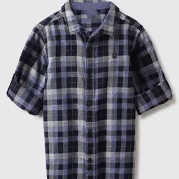United Colors of Benetton Boys Spread Collar Tartan Checked Cotton Casual Shirt-picture-16