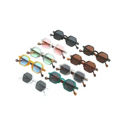 AUGEN Unisex Blue Lens & Yellow Round Sunglasses-45