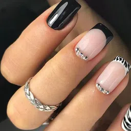 STYFY Set Of 24 Stick On Artificial Nails With Nail Buffer & Manicure Stick - Zebra Crossi-picture-24