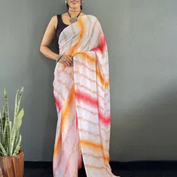 KALINI Striped Poly Georgette Ready to WearSaree-image-93