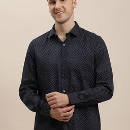 Turtle Men Classic Spread Collar Micro Ditsy Printed Lyocell Slim Fit Formal Shirt-image-67