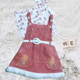 BAESD Girls Printed CottonDungarees With T-shirt-57