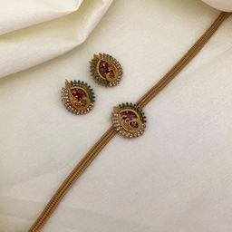 Anouk Gold-Plated Cubic Zirconia-Studded & Beaded Jewellery Set-19