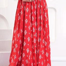 Clothy N Wave Printed Flared Maxi Skirt-image-52