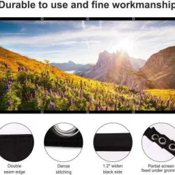 Moiz 100 Inch Diagonal, 16:9 Aspect Ratio, 87 Inches x 54 Inches, Black Coated from Back Side Technology Universal Eyelets Type Foldable Projector Screen (Width 221 cms x 125 cms Height) Projector Screen (Width 221 cm x 125 cm Height) image 4