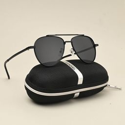 IDOR Unisex Aviator Sunglasses with UV Protected Lens IDOR-2542-BLK-56