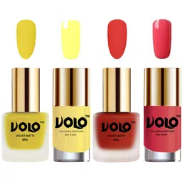 VOLO Set Of 4 Velvet Matte & Extra Shine Nail Polish-8 ml & 9.9 ml Each Shade 40-44-29-56-26