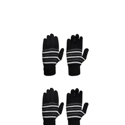 LOOM LEGACY Men Striped Acrylic Winter Gloves-image-83