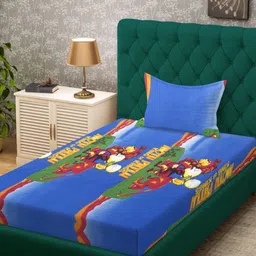 KLOTTHE Kids Blue & Red Printed 400 TC Pure Cotton Single Bedsheet 2.25 m X 1.50 m-image-55