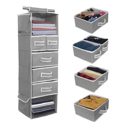 prettykrafts Grey & White 6-Shelves Hanging Closet Organizer-50