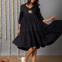 Mera Rang Layered A-Line Dress-image-99