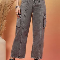 COSMIC Women High-Rise Cargos Trousers-image-95