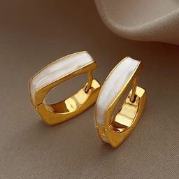 SEAA ENTERPRISES 925 Sterling Silver Gold Plated Square Hoop Earrings-44