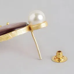 Anouk Gold Plated Artificial Stones Studded And Beaded Teardrop Shaped Drop Earrings image 4
