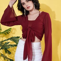 ANVI Be Yourself Georgette Crop Shrug-42