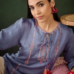 Sangria Embroidered A-Line Tops-image-80