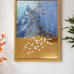 Art Street Gold-Toned & Blue Single Piece MDF Other Wall Paintings-image-93