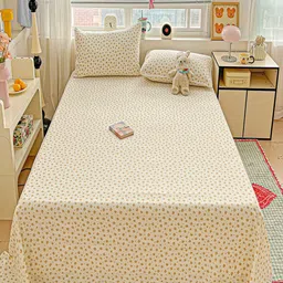 JC HOME Beige 140 TC Single Bedsheet - 1.60 m x 2.30 m-picture-26