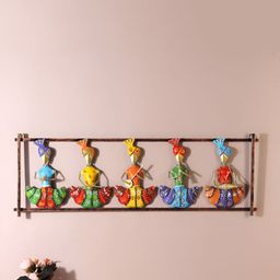 HABERE INDIA Blue & Yellow Textured Metal Abstract Wall Decor Hangings-picture-2