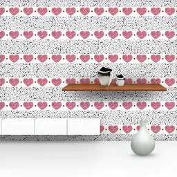 ArtzFolio Printed UV-Resistant Anti-Bacterial Red Dots And Hearts Peel & Stick Wallpaper-image-14