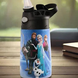 Aura Blue & Black Single Stainless Steel Printed Water Bottle-image-42