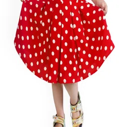 Klowvila Fashion Girls Polka Dots Printed Flared Knee Length Skirt-image-10