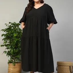 Oxolloxo Women Puff Sleeve Fit & Flare Maxi Dress-image-35
