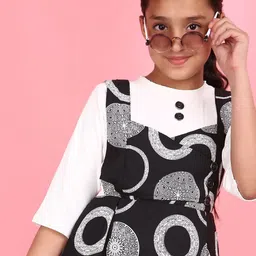 V-Mart Girls Printed Regular Sleeves Fit & Flare Knee Length Dress-picture-45