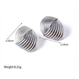 Aiza Stainless Steel Silver-Plated Contemporary Shaped Studs image 4