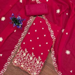 Rangtulika Ethnics Floral Embroidered Thread Work Unstitched Dress Material-picture-26