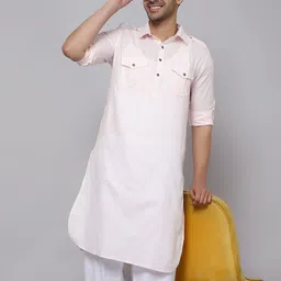 Sultan The King Of Kurta Shirt Collar Roll-Up Sleeves Cotton Pathani Kurta-image-65