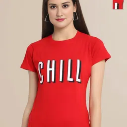 Mast & Harbour Women Typography 2 Printed Applique T-shirt-image-79