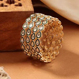 PANASH Set of 4 Gold-Plated Stone Studded Bangles-5