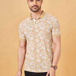 BYFORD by Pantaloons Men Floral Printed Polo Collar Cotton Slim Fit T-Shirt-picture-42