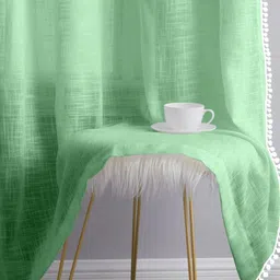 THE LINEN COMPANY Lime Green 2 Pieces Sheer Cotton Linen Window Curtain-picture-1