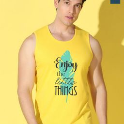WOOSTRO Pack Of 2 Printed Combed Cotton Gym Vests VWS26(ENJOY YELLOW)(PLAIN PEACOCK)-image-45