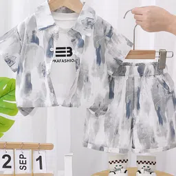 YK Kids Printed Pure Cotton Shirt & Short Clothing Set-image-95