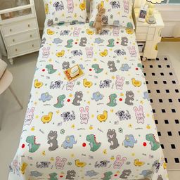 JC HOME White & Green Conversational Printed Cotton 220 TC King Bedsheet Set 2.0 m x 2.3 m-image-24