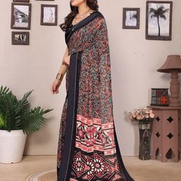 ROOP SUNDARI SAREES Abstract Printed Chiffon Saree image 5