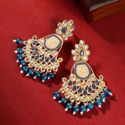 TEEJH Gold-Plated Classic Artificial Stones Studded and Beaded Chandbalis-17
