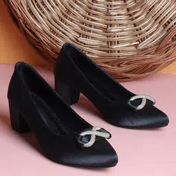 ICONICS Women Block Heel Pumps with Bows-picture-25
