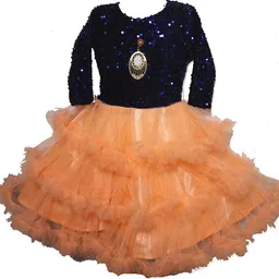 kids fashion hub Colourblocked Velvet Fit & Flare Maxi Dress-picture-15