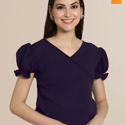 Mast & Harbour Pack of 2 Casual Regular Sleeves Solid Puff Sleeve Top-image-93